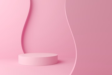 Fototapete - Abstract mock up scene pastel color. geometry shape podium background for product. 3d rendering