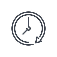 Poster - Repeat time line icon. Clock with update arrow vector outline sign.