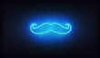 Prostate cancer awareness month neon moustache symbol. Moustache of bright blue neon light