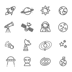 Canvas Print - set of space related icon with simple line design.