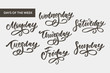 © 1emonkey - Vector handwritten week days and symbols set. Ink font. Stickers for planner and other. Clipart. Isolated.