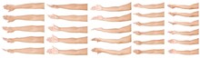 GROUP Of Female Asian Hand Gestures Isolated Over The White Background.