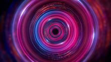 Futuristic Neon Circle On A Dark Background. Abstract Light Circle.