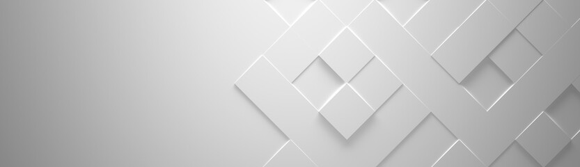 wide white geometric background with copy space (website head) 3d illustration