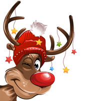 Rudolph Red Nose Stars Hat Smiling Illustration Vector Eps