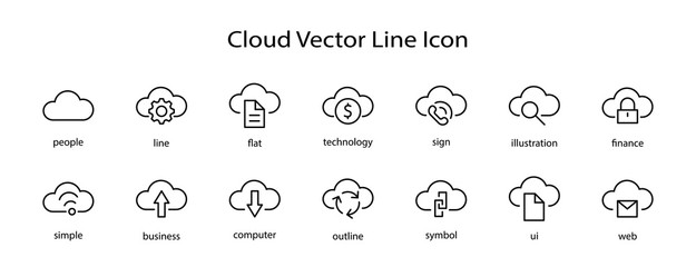 Poster - Set of Cloud Vector Line Icon. It contains Symbols to Upload, Download, Link and more. Editable Stroke. 32x32 pixels