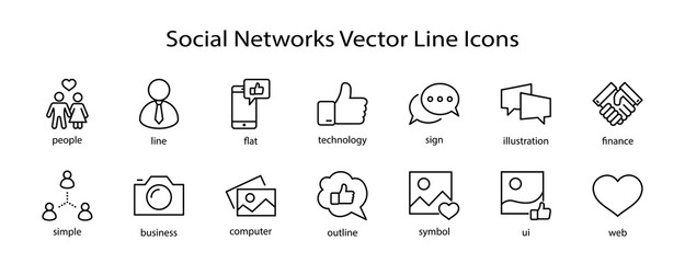 Poster - Set of Social Networks Related Vector Line Icons. Contains such Icons as Profile Page, Rating, Social Links and more. Editable Stroke. 32x32 Pixel Perfect.
