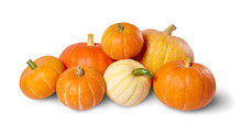 A Pile Of Pumpkins Isolated On White Background.