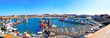 panoramic view of the harbor of L'Herbaudière on the island of Noirmoutier, in the west of France, on the Atlantic coast