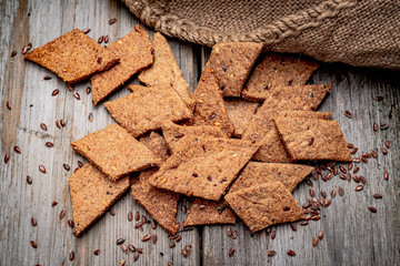 Wall Mural - Salted crispy crackers with sesame and sunflower seeds