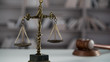 Scale of justice. Wooden judge`s gavel. The criminal law. Low concept