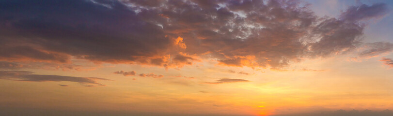 panorama photo twilight sky background. colorful sunset sky and cloud.vivid sky in twilight time bac