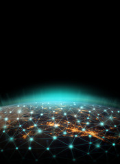 Wall Mural - global network for the exchange of data on the planet earth. blue black ground. elements of this ima