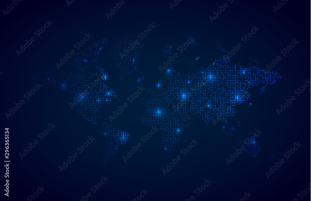 Glowing world map vector background Stock Vector | Adobe Stock