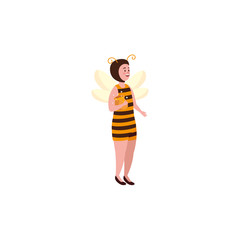 Sticker - woman disguised bee character fairytale vector illustration design