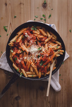 Cooked Penne Pasta In Pan