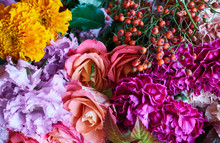 Close Up Of Colorful Variety Flowers