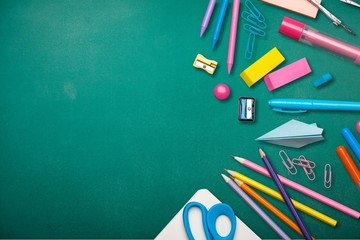 Wall Mural - Assortment  of School supplies on  background