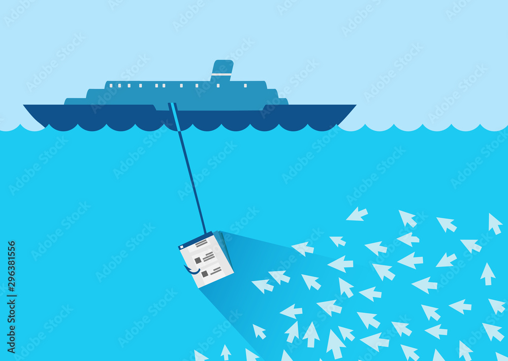 Illustrate of fishing boat lure click bait. Stock Vector | Adobe Stock
