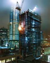 View Of Under Construction Building In City During Night
