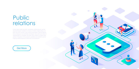 Aufkleber - Public relations isometric landing page vector template