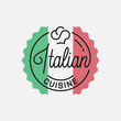 Italian cuisine logo. Round linear of italian flag