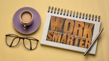 Sticker - work smarter - flat lay banner