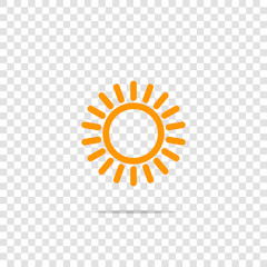 Wall Mural - The sun icon. Flat sun icon on transparent background.