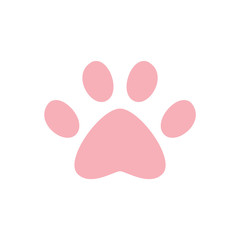 Cat or dog pink paw icon isolated on white background. Premium quality vector design element.