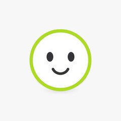 Aufkleber - Smiling face, good customer review and emotional assessment of goods or services quality. Round vector icon with bright light green contour, flat emoticon button.