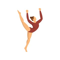 Canvas Print - Young gymnastic girl icon. Flat illustration of young gymnastic girl vector icon for web design