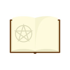 Canvas Print - Open magic book icon. Flat illustration of open magic book vector icon for web design