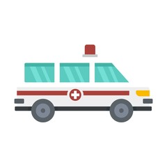 Sticker - Ambulance car icon. Flat illustration of ambulance car vector icon for web design