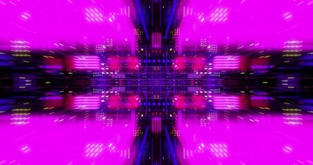 Poster - Virtual data on digital screen display, future technology and programming concept. Flying futuristic central processing unit. electronic circuitry within a computer. Seamless loop, 3D render