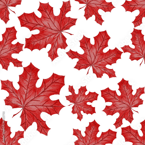 Creative seamless pattern with autumn leaves. Fashion print