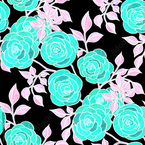 Creative seamless pattern with hand drawn roses. Fashion floral print.