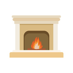 Sticker - chimney with fire icon, flat design