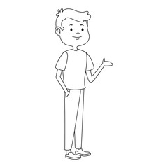 Poster - cartoon teen boy standing, flat design