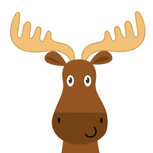 Cute Moose Face Design, Cute Animal Character