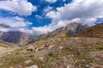 Wall Mural - Kyrgyzstan gorges.Sky blue. Mountain valley. Panoramic view. Park, outdoor.