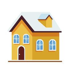 Sticker - traditional house building icon, flat design