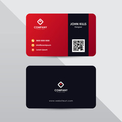 Wall Mural - Modern business card design template. Red and orange color element clean composition.