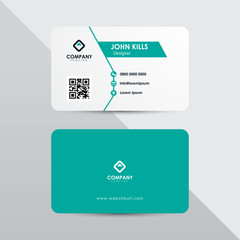 Wall Mural - Clean green tosca business card template. Modern flat design name card concept.