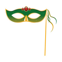 Mardi Gras Mask Icon, Colorful Flat Design