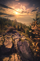 Autumn Sunset landscape in the mountains of Austria