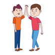 teen friends standing icon, colorful design