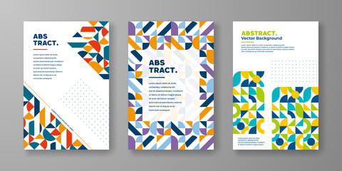 Poster - Geometric cover design collection. Vintage, retro geometric cover design with abstract shape composition.