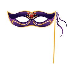 Canvas Print - purple Mardi gras mask icon, flat design