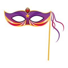 Canvas Print - Mardi gras mask on stick icon over white background