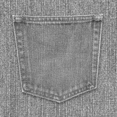 Gray jeans back pocket texture on gray denim background